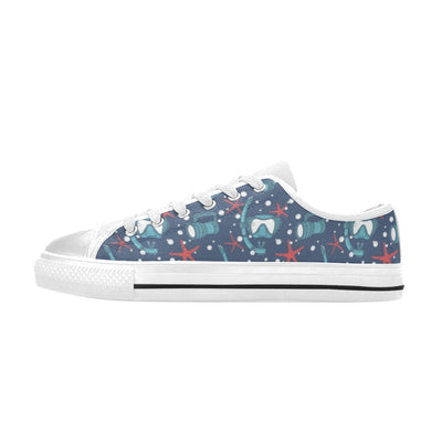 Scuba Equipment Print Design LKS302 Women's White Low Top Shoes