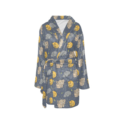 Safari Elephant Lion Print Design LKS303 Women's Fleece Robe