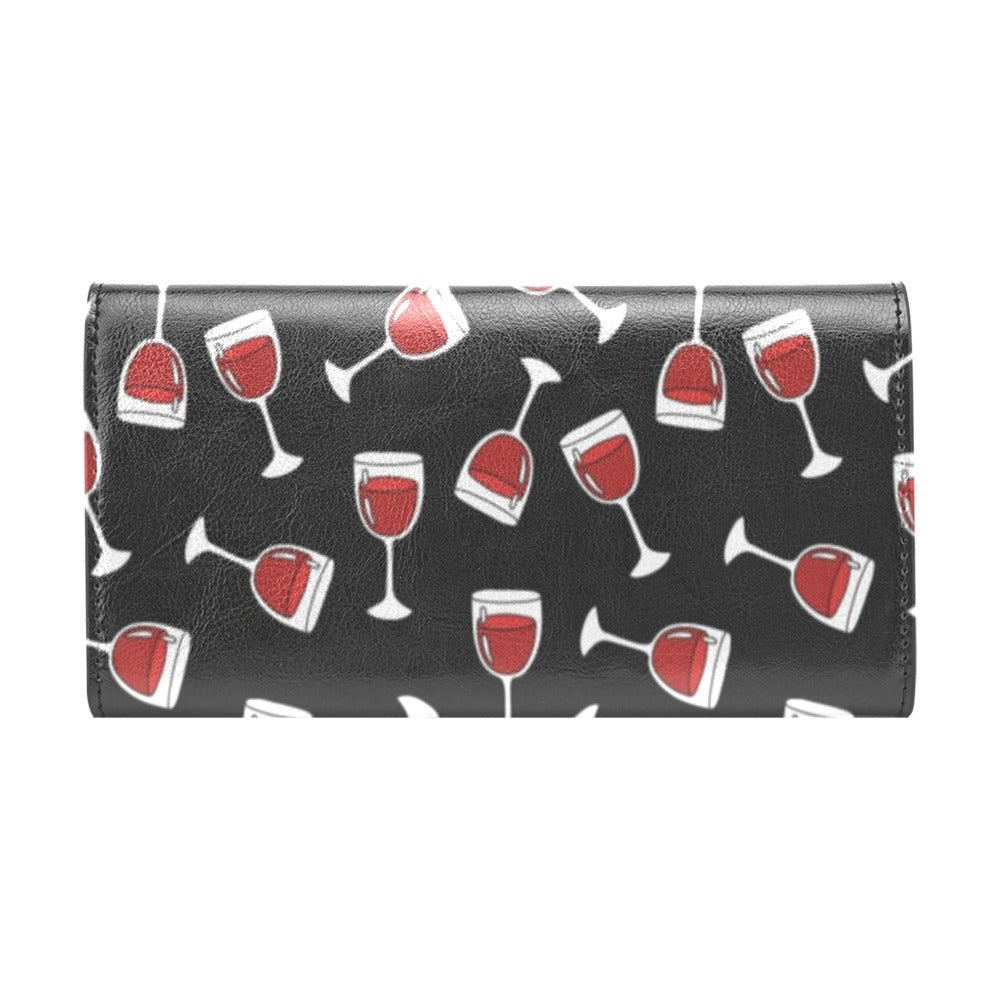 Wine Glass Print Design LKS303 Women's Trifold Wallet