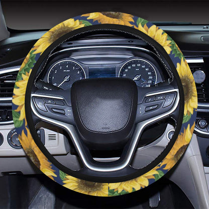 Sunflower Print Design LKS307 Steering Wheel Cover with Elastic Edge