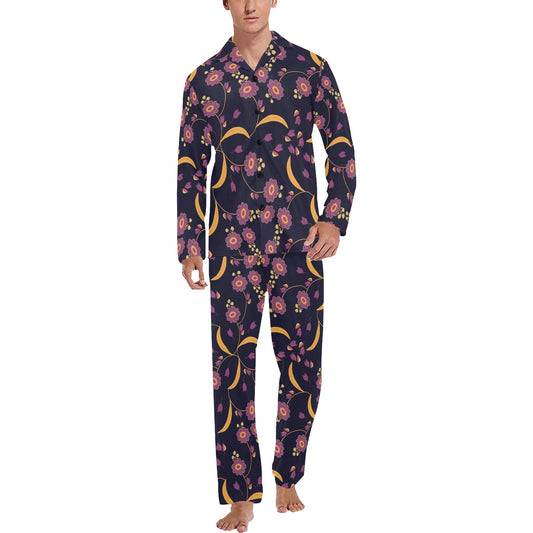 Anemone Pattern Print Design AM012 Men's Long Pajama Set