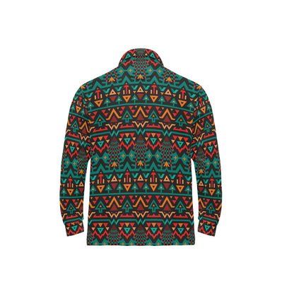 Aztec Pattern Print Design 04 Long Sleeve Polo Shirt For Men's
