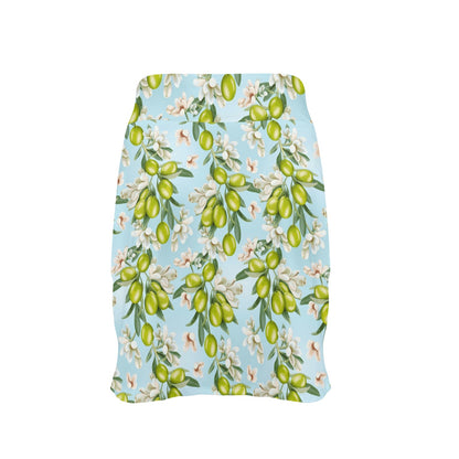 Elegant Olive Floral Print 17" Golf & Pickleball Skort with Pockets
