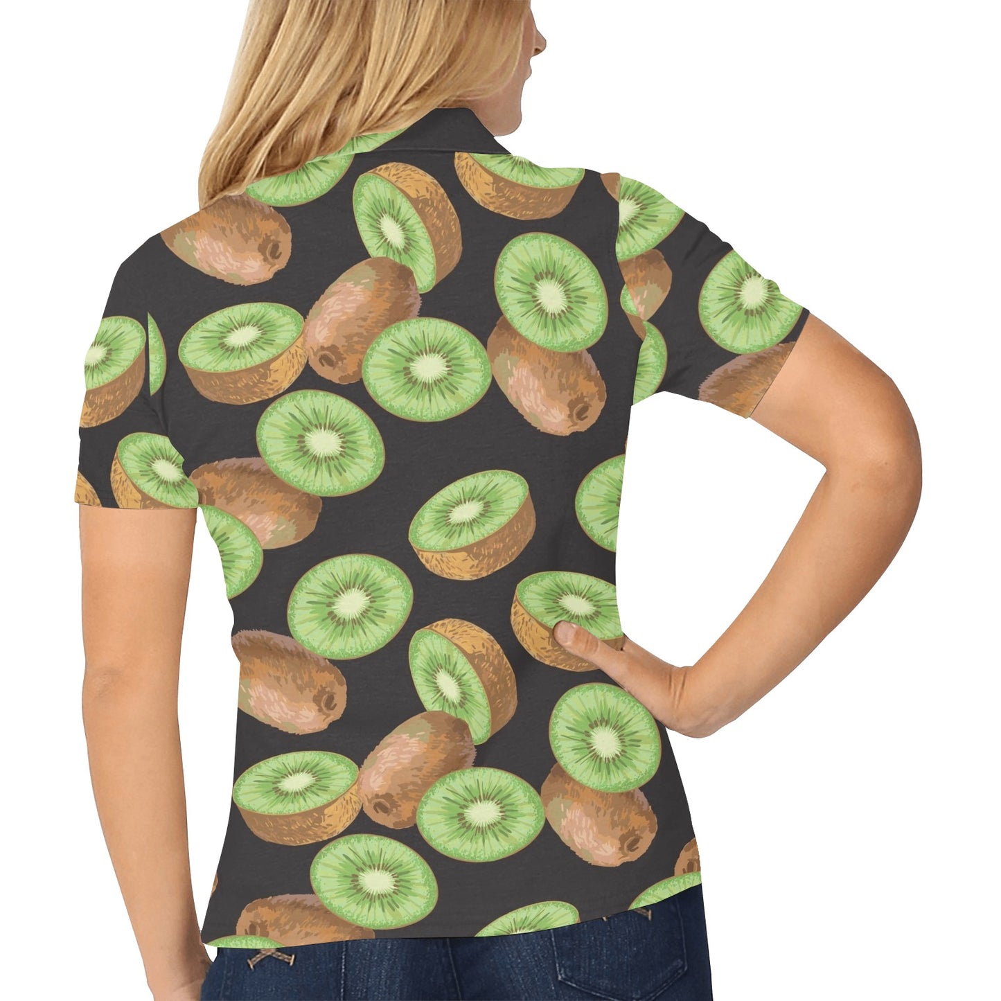 Kiwi Pattern Print Design KW03 Women's Polo Shirt