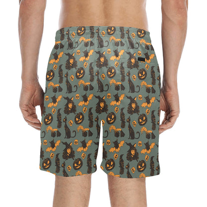 Witch Bat Halloween Print Design LKS305 Men's Swim Trunks Beach Shorts