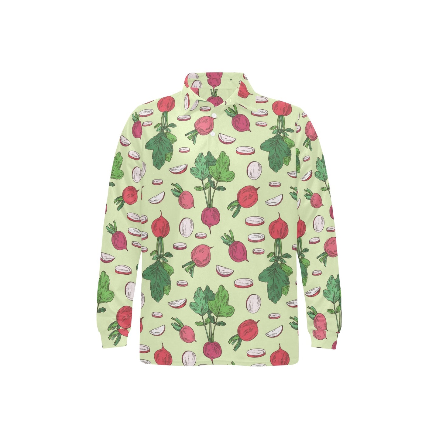 Radish Pattern Print Design A04 Long Sleeve Polo Shirt For Men's