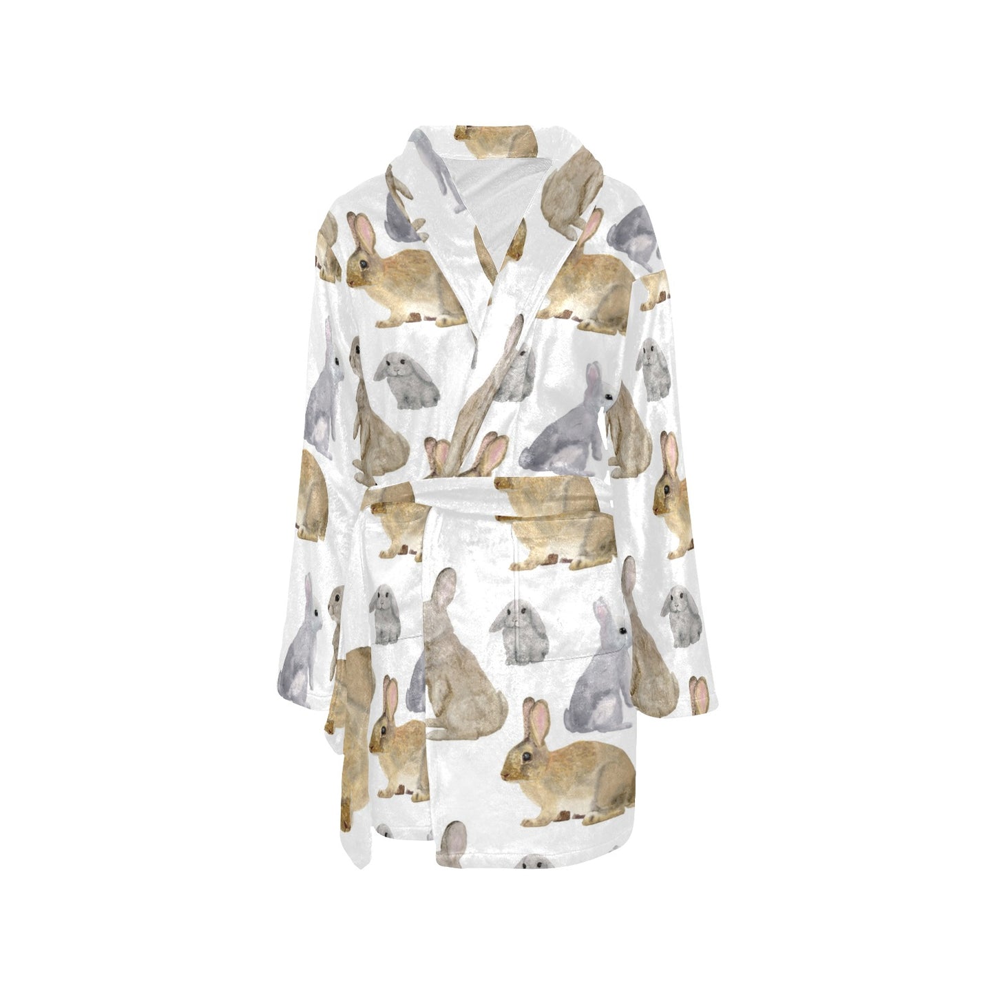 Rabbit Pattern Print Design 02 Women's Fleece Robe