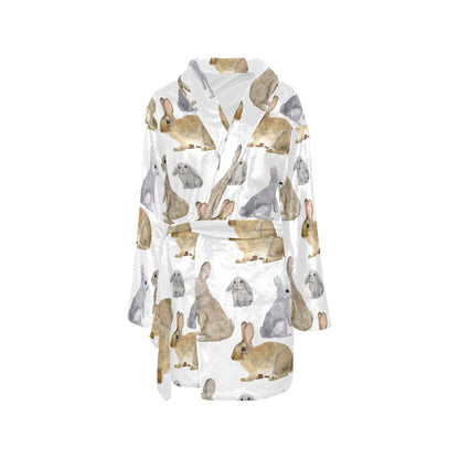 Rabbit Pattern Print Design 02 Women's Fleece Robe