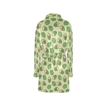 Artichoke Pattern Print Design 03 Women's Fleece Robe