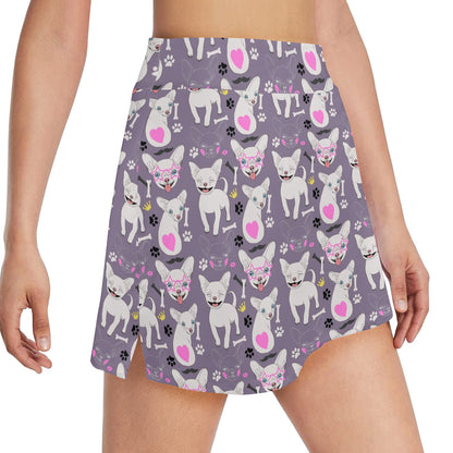 Chihuahua Happy Pattern 17" Golf & Pickleball Skort with Pockets