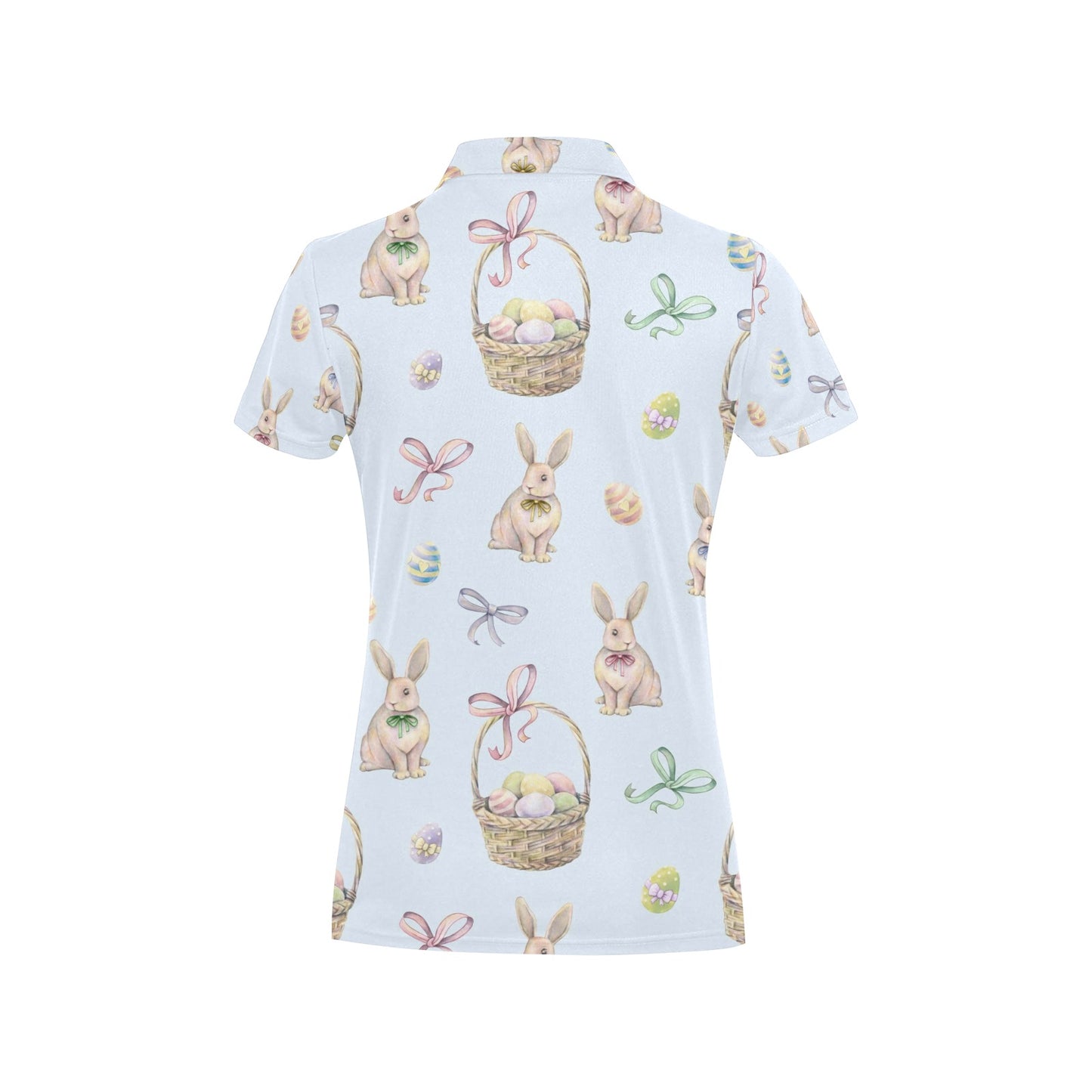 Rabbit Easter Eggs Pattern Print Design 03 Women's Polo Shirt