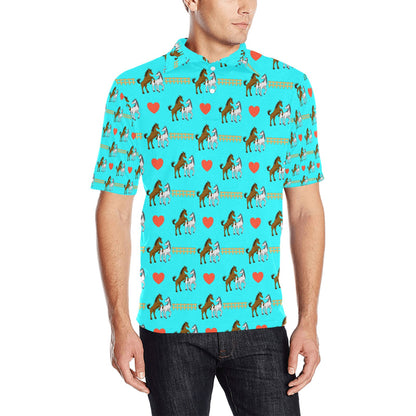 Horse Couple Love Print Design LKS309 Men Polo Shirt
