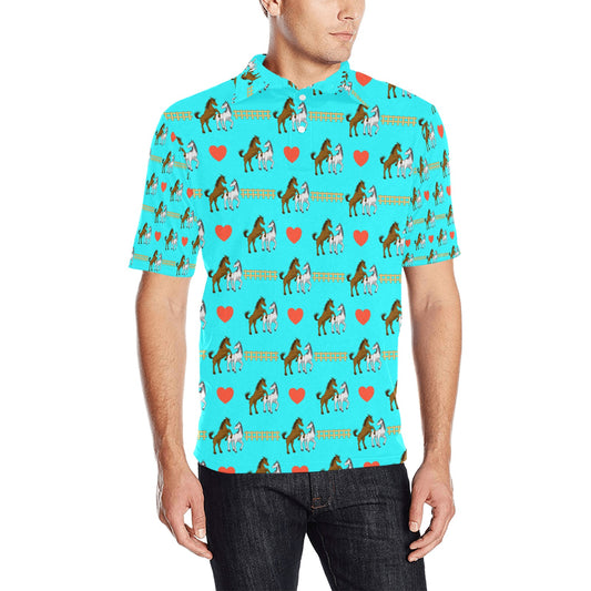 Horse Couple Love Print Design LKS309 Men Polo Shirt