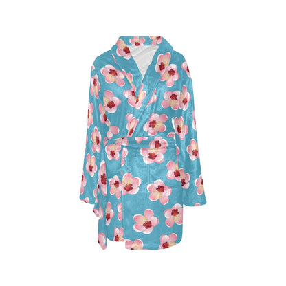 Cherry Blossom Pattern Print Design CB09 Women's Fleece Robe