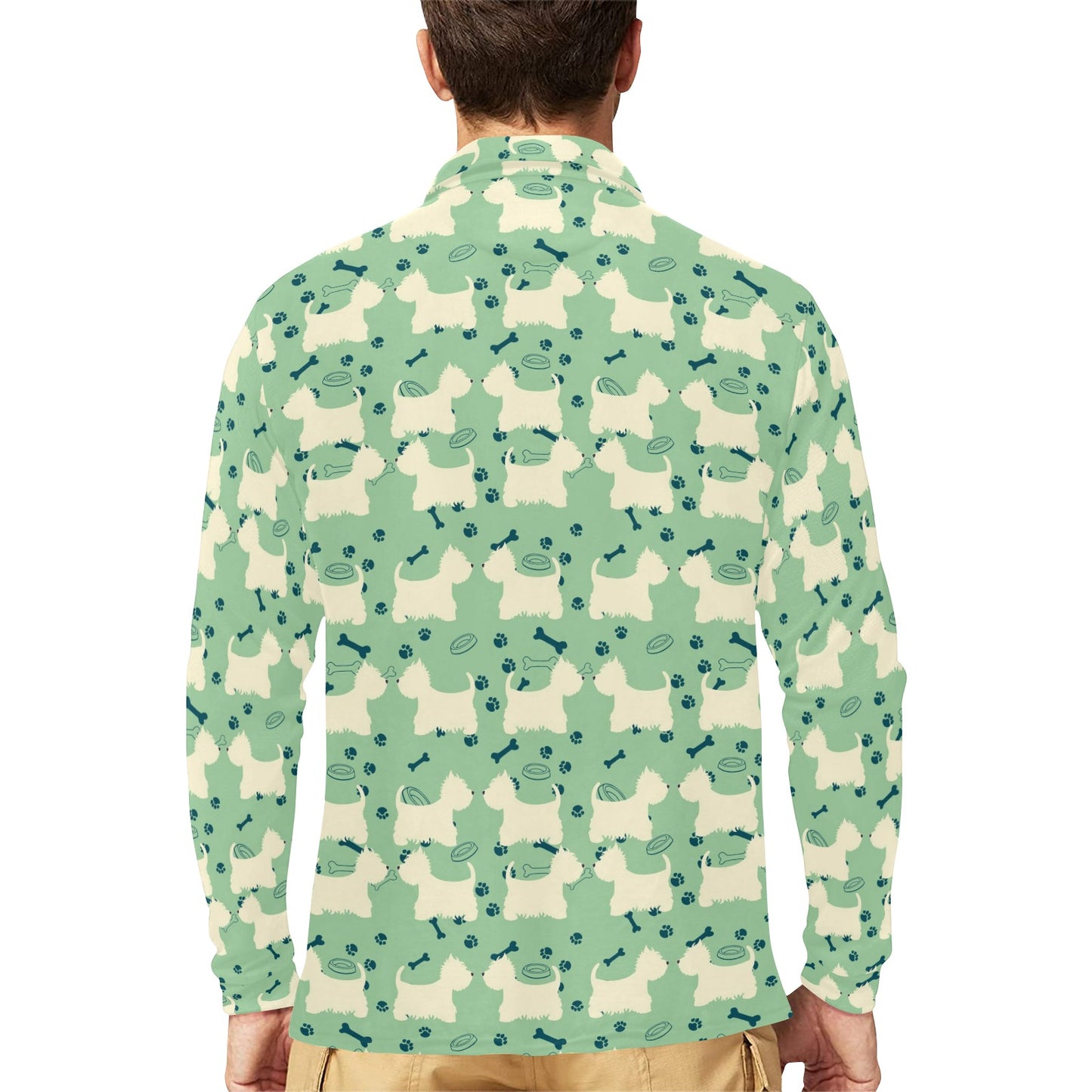 Scottish Terriers Print Design LKS302 Long Sleeve Polo Shirt For Men's