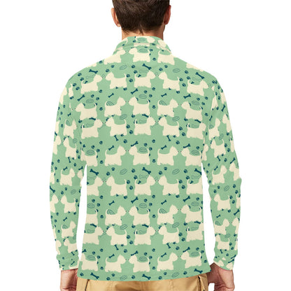Scottish Terriers Print Design LKS302 Long Sleeve Polo Shirt For Men's