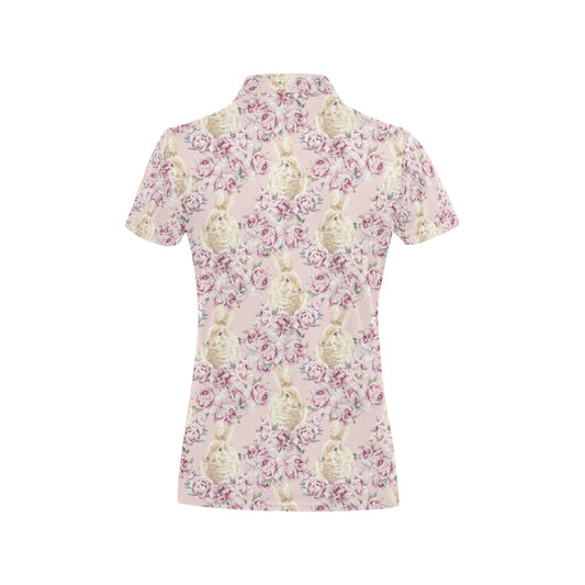 Rabbit Print Design LKS403 Women's Polo Shirt