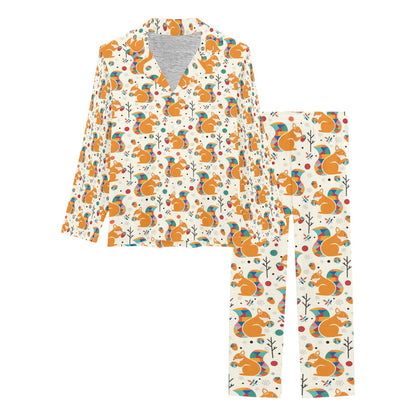 Squirrel Print Design LKS304 Women's Long Pajama Set