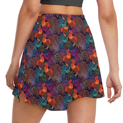 Rooster Print Style 17" Golf & Pickleball Skort with Pockets