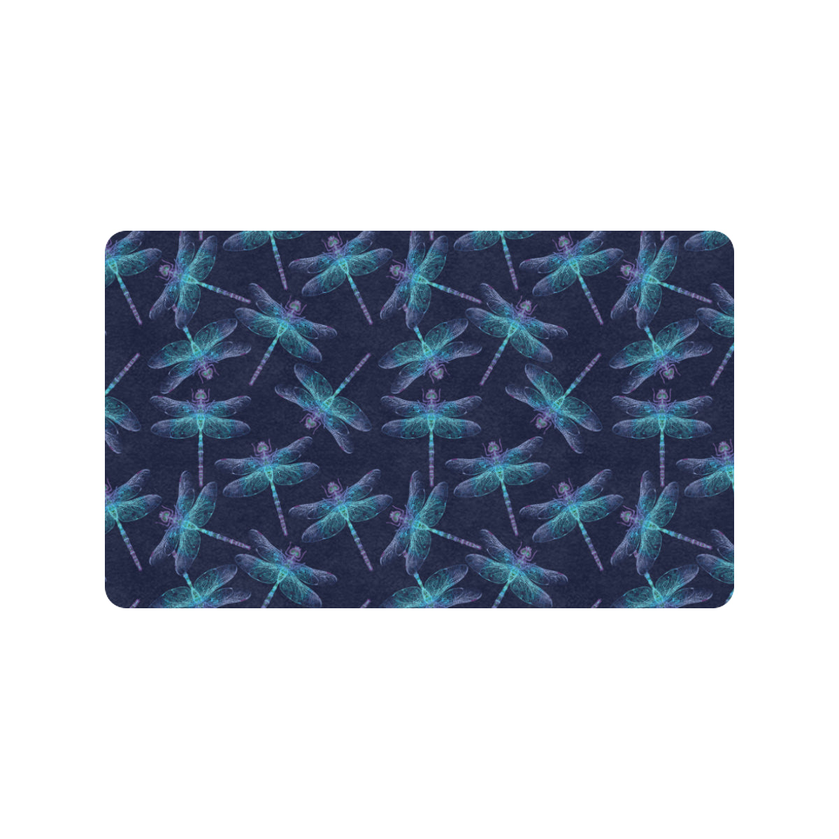 Dragonfly Hand Drawn Style Print Rubber Doormat