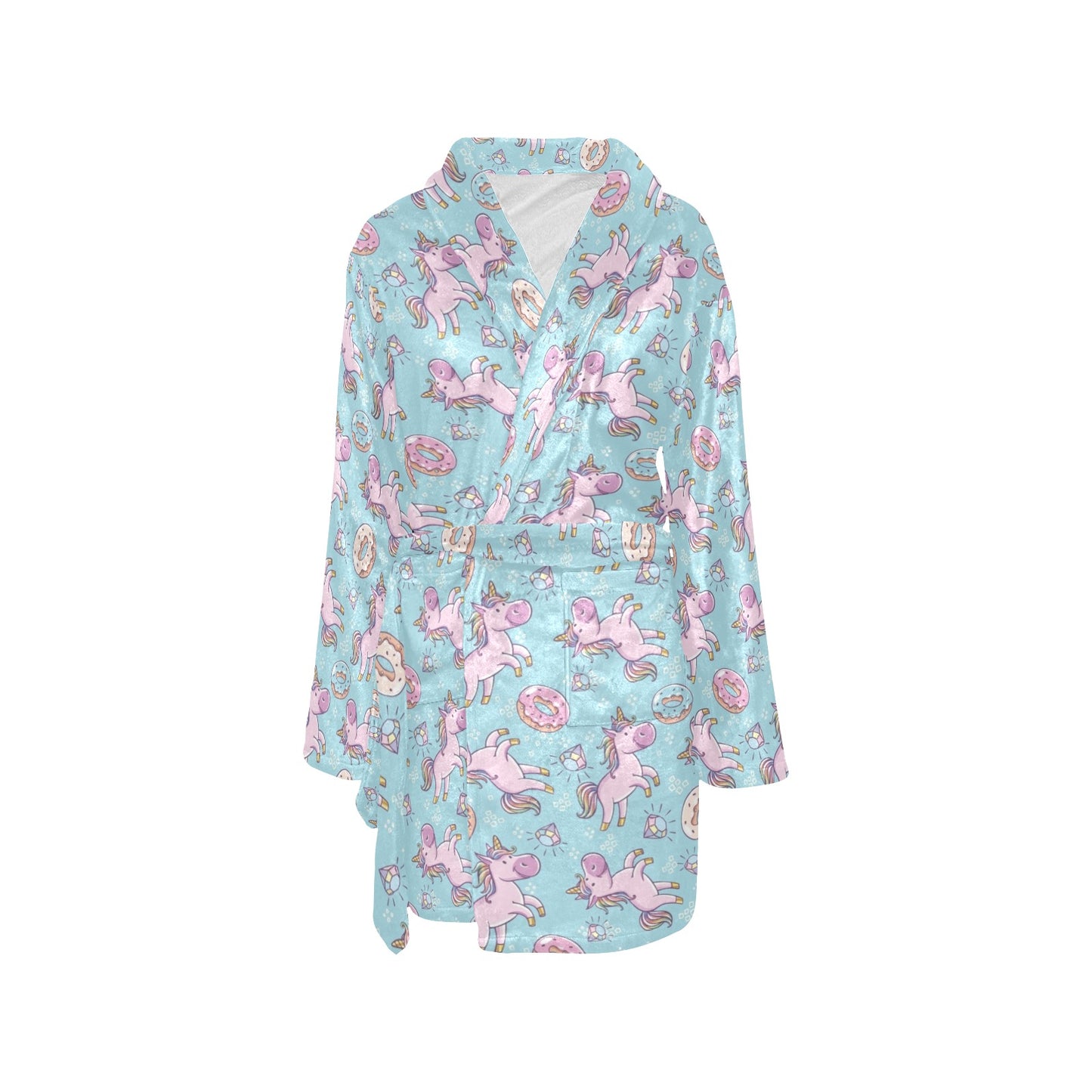 Donut Unicorn Pattern Print Design DN016 Women's Fleece Robe