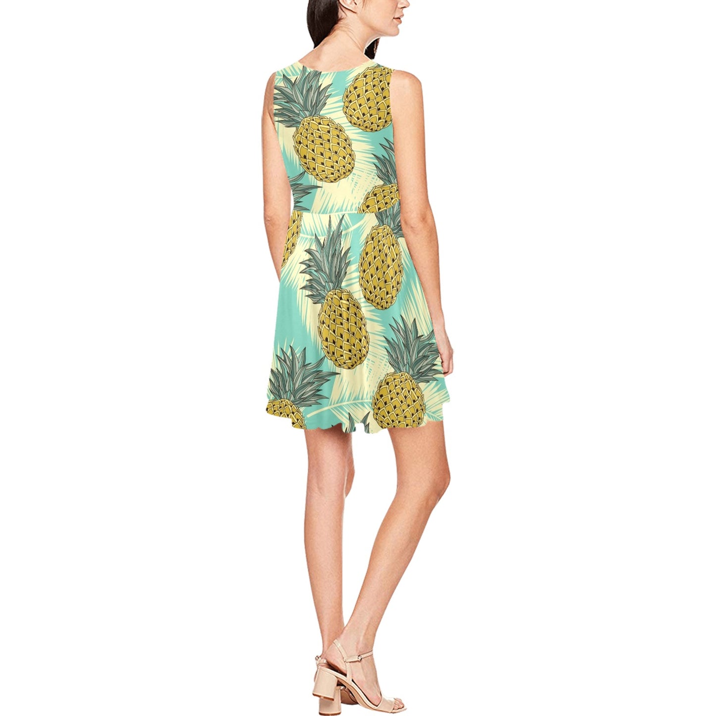 Pineapple Pattern Print Design PP03 Sleeveless Dress
