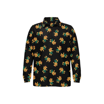 Hula Bear Pattern Print Design 06 Long Sleeve Polo Shirt For Men's