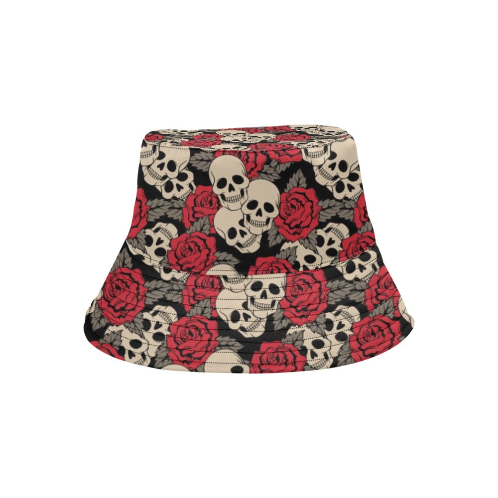 Skull And Roses Print Design LKS301 Unisex Bucket Hat