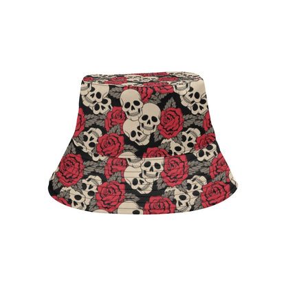 Skull And Roses Print Design LKS301 Unisex Bucket Hat