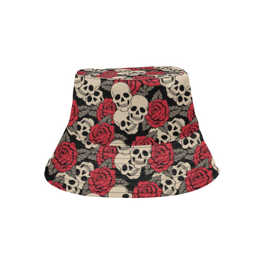 Skull And Roses Print Design LKS301 Unisex Bucket Hat