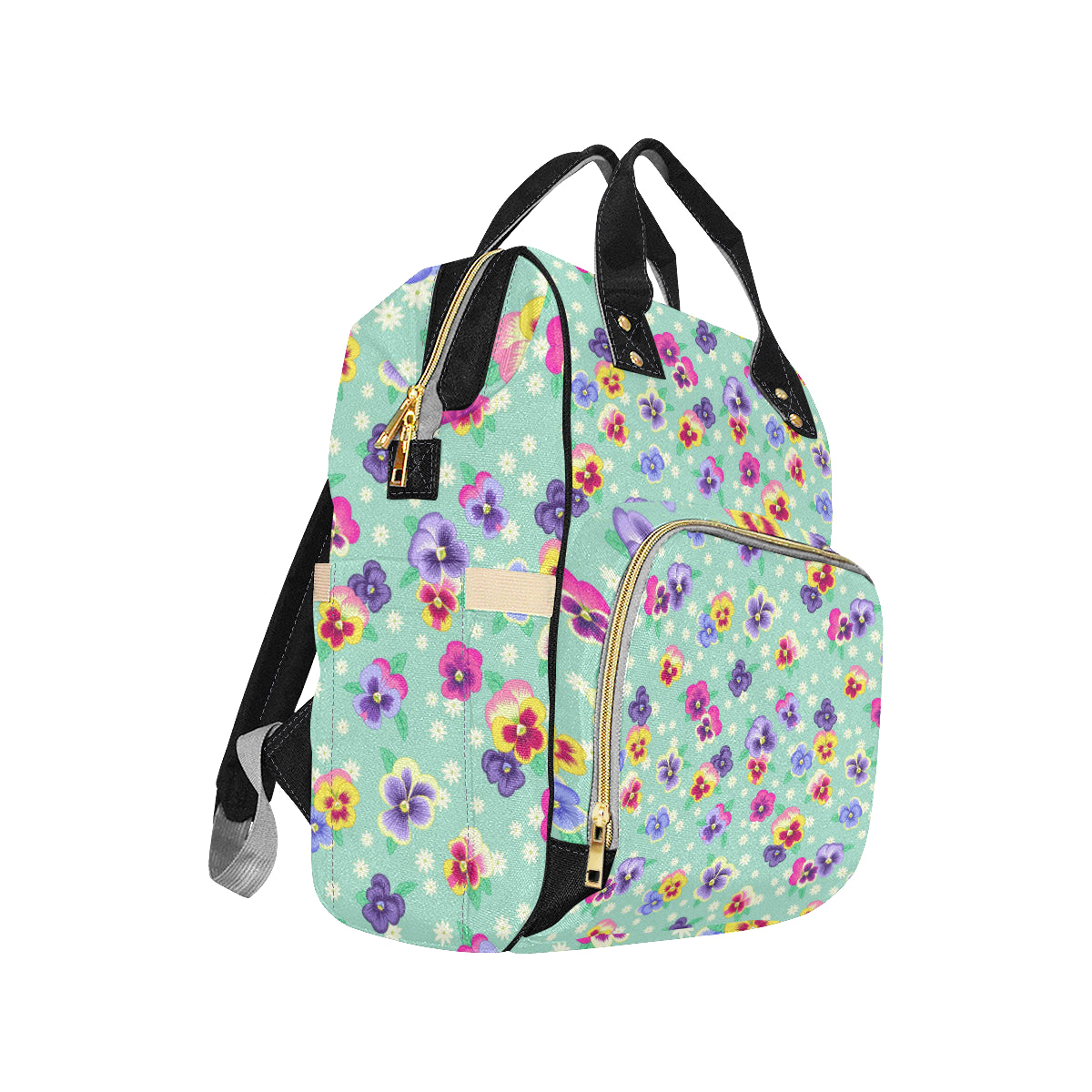 Pansy Pattern Print Design PS08 Diaper Bag Backpack