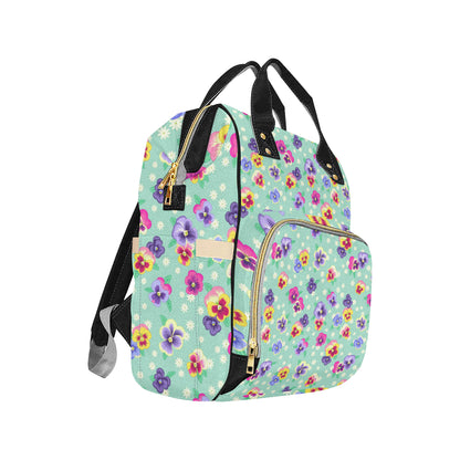 Pansy Pattern Print Design PS08 Diaper Bag Backpack