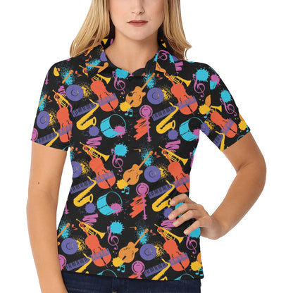 Saxophone Print Design LKS406 Women's Polo Shirt