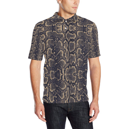 Snake Skin Pattern Print Men Polo Shirt