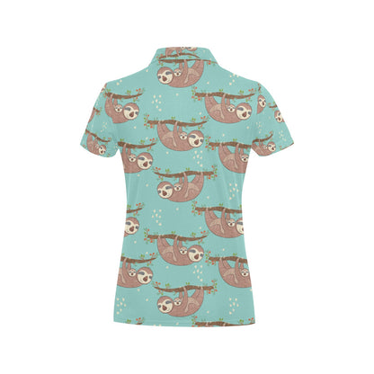 Sloth Print Design LKS302 Women's Polo Shirt