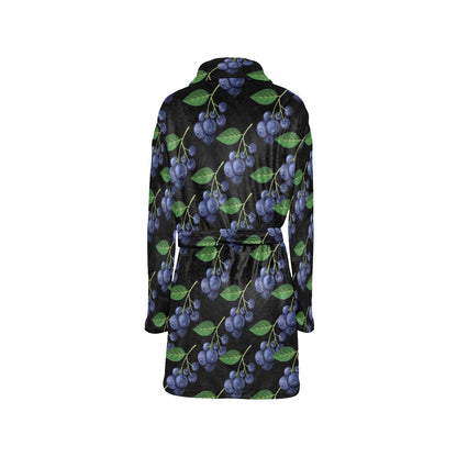Blueberry Pattern Print Design BB01 Women's Fleece Robe