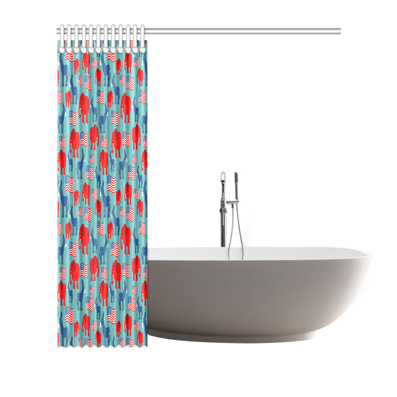 Donkey Red Elephant Pattern Print Design 03 Shower Curtain