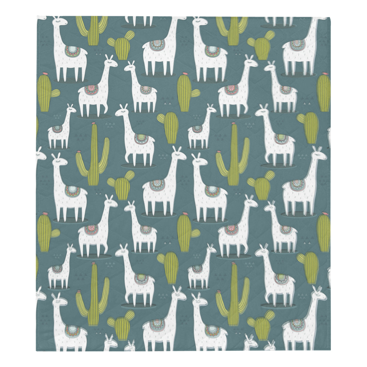 Llama Cactus Pattern Print Design 03 Premium Quilt