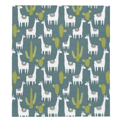 Llama Cactus Pattern Print Design 03 Premium Quilt