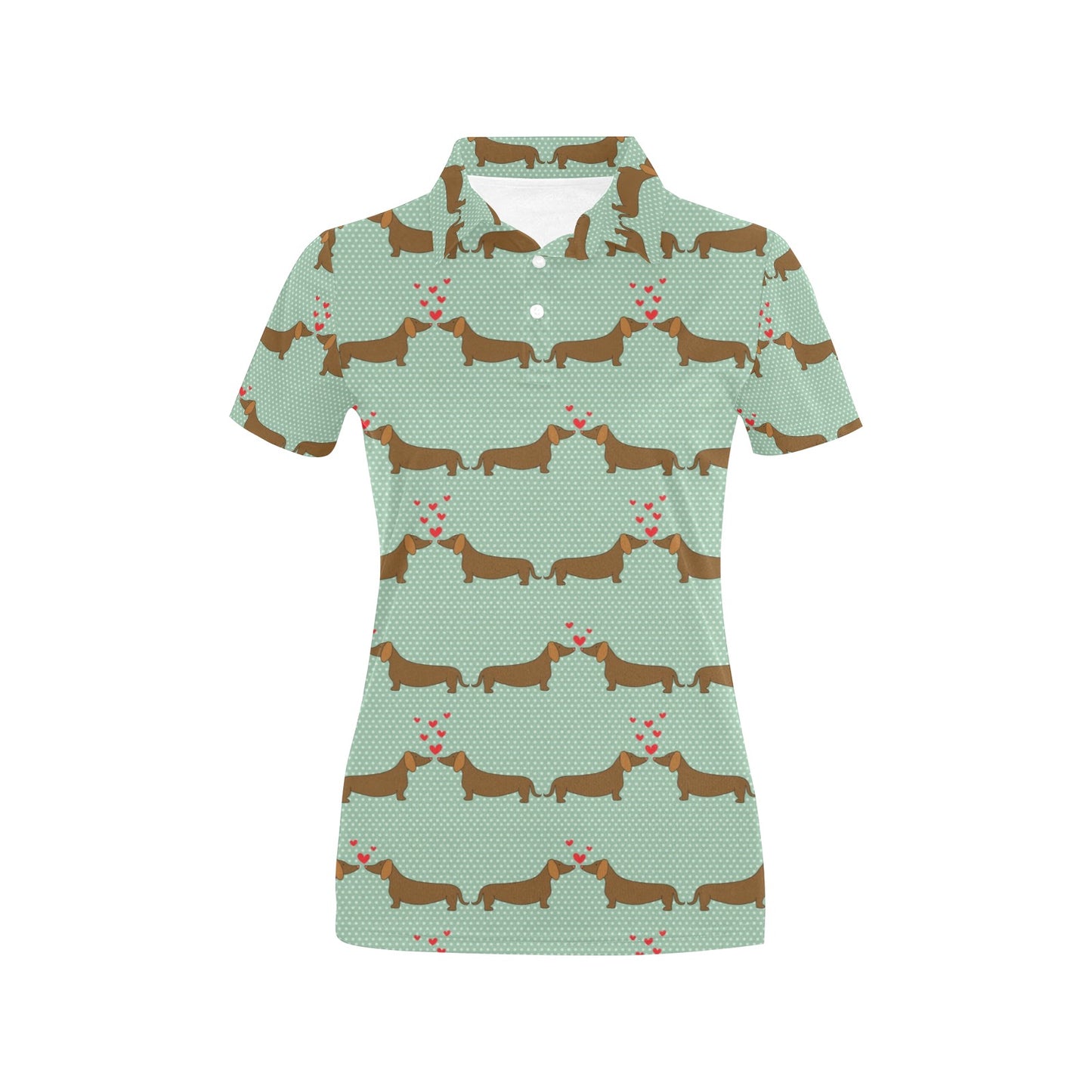 Dachshund Pattern Print Design 02 Women's Polo Shirt