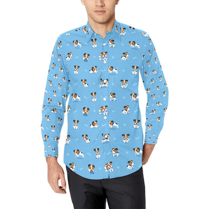 Russell Terriers Print Design LKS3010 Men's Long Sleeve Dress Shirt