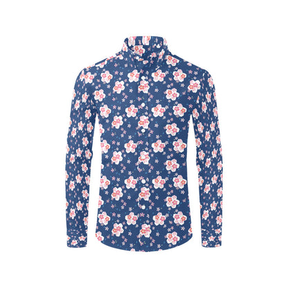 Sakura Print Design LKS306 Men's Long Sleeve Dress Shirt