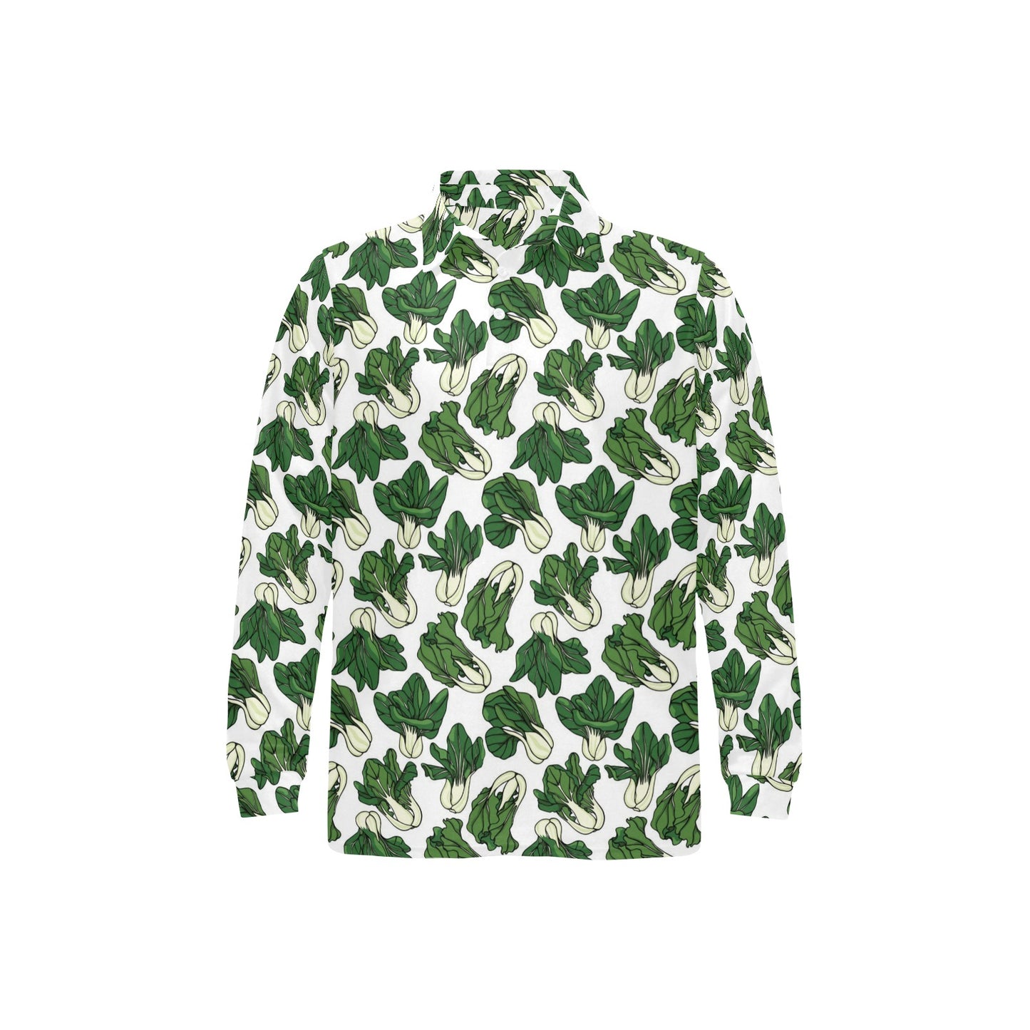 Bok Choy Pattern Print Design 02 Long Sleeve Polo Shirt For Men's