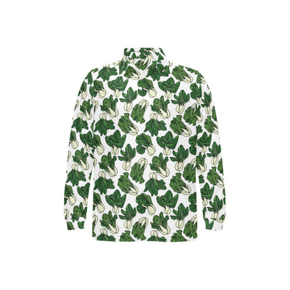 Bok Choy Pattern Print Design 02 Long Sleeve Polo Shirt For Men's