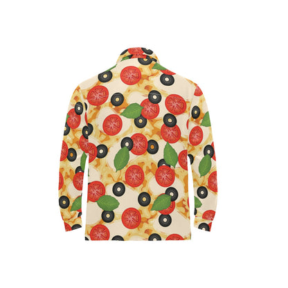 Pizza Pattern Print Design A05 Long Sleeve Polo Shirt For Men's