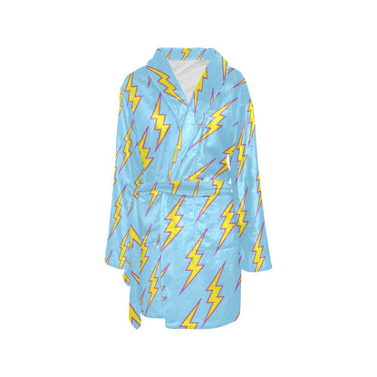 Lightning Thunder Pattern Print Design 02 Women's Fleece Robe