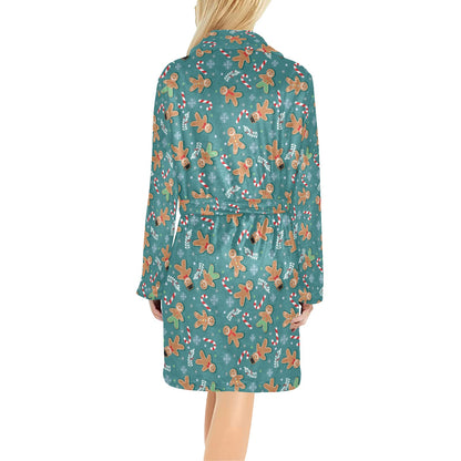 Gingerbread Pattern Print Design 05 Women's Fleece Robe