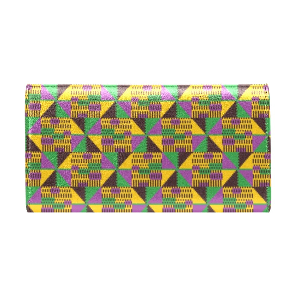 Kente Triangle Design African Print Women's Trifold Wallet