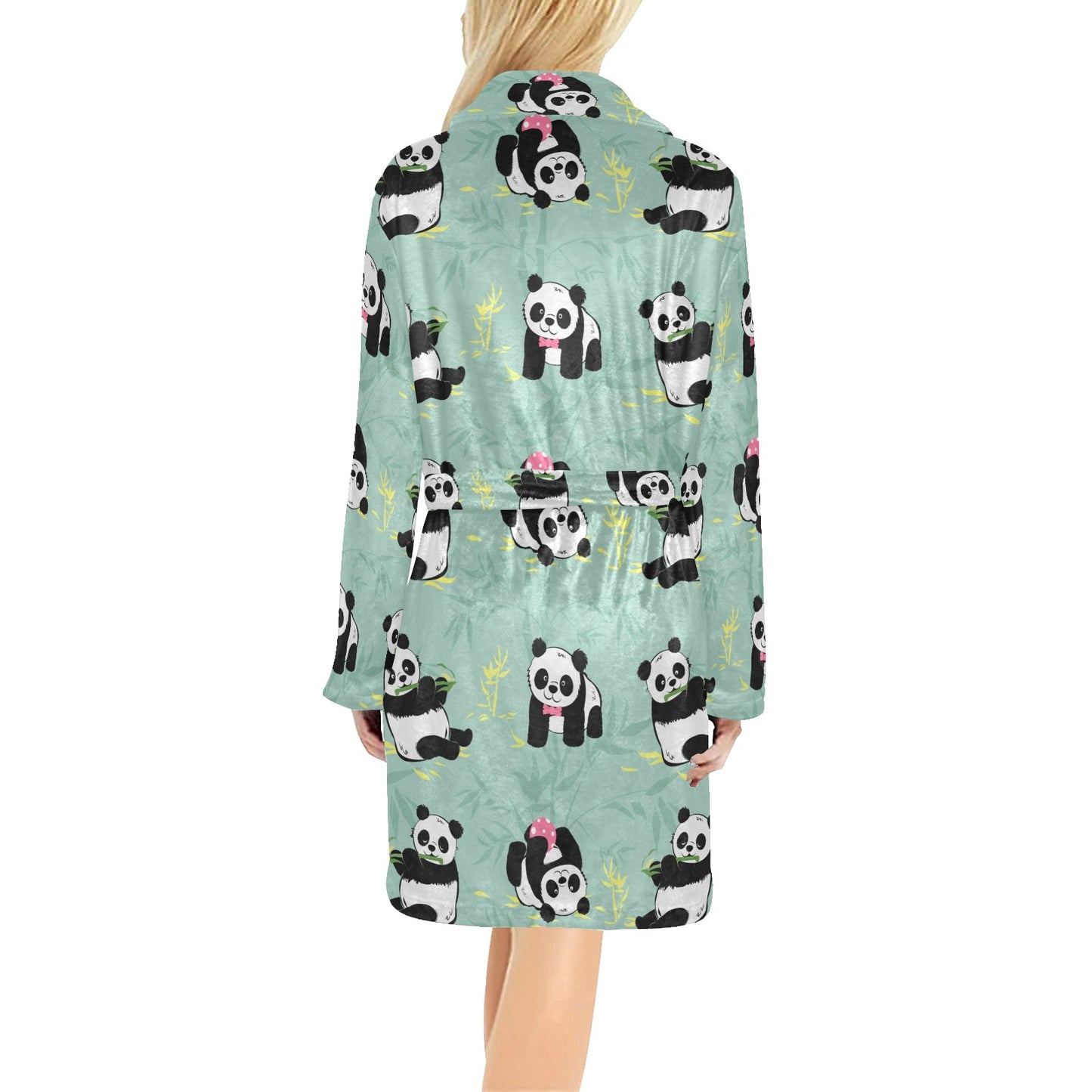 Panda Pattern Print Design A05 Women's Fleece Robe