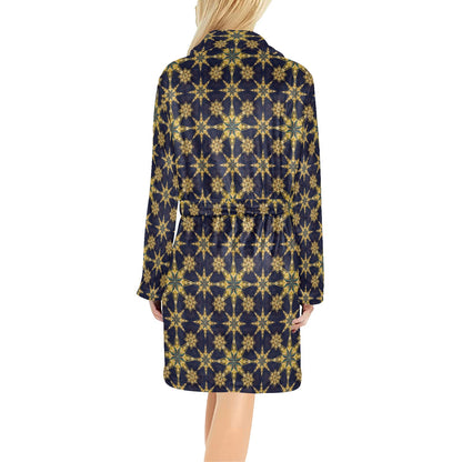 kaleidoscope Gold Print Design Women's Fleece Robe